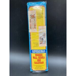 Wooden Wall Scroll 1982 Reversible Calendar - SEALED Vintage Asian / Butterflies